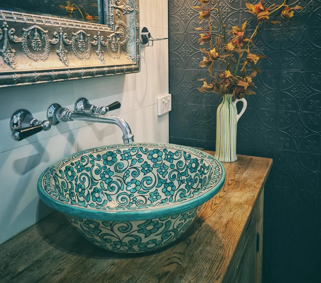 Handmade Moroccan ceramic sink. Hand-painted Moroccan basin. Moroccan sink. Moroccan ceramic handmade washbasin. Moroccan selling sink.