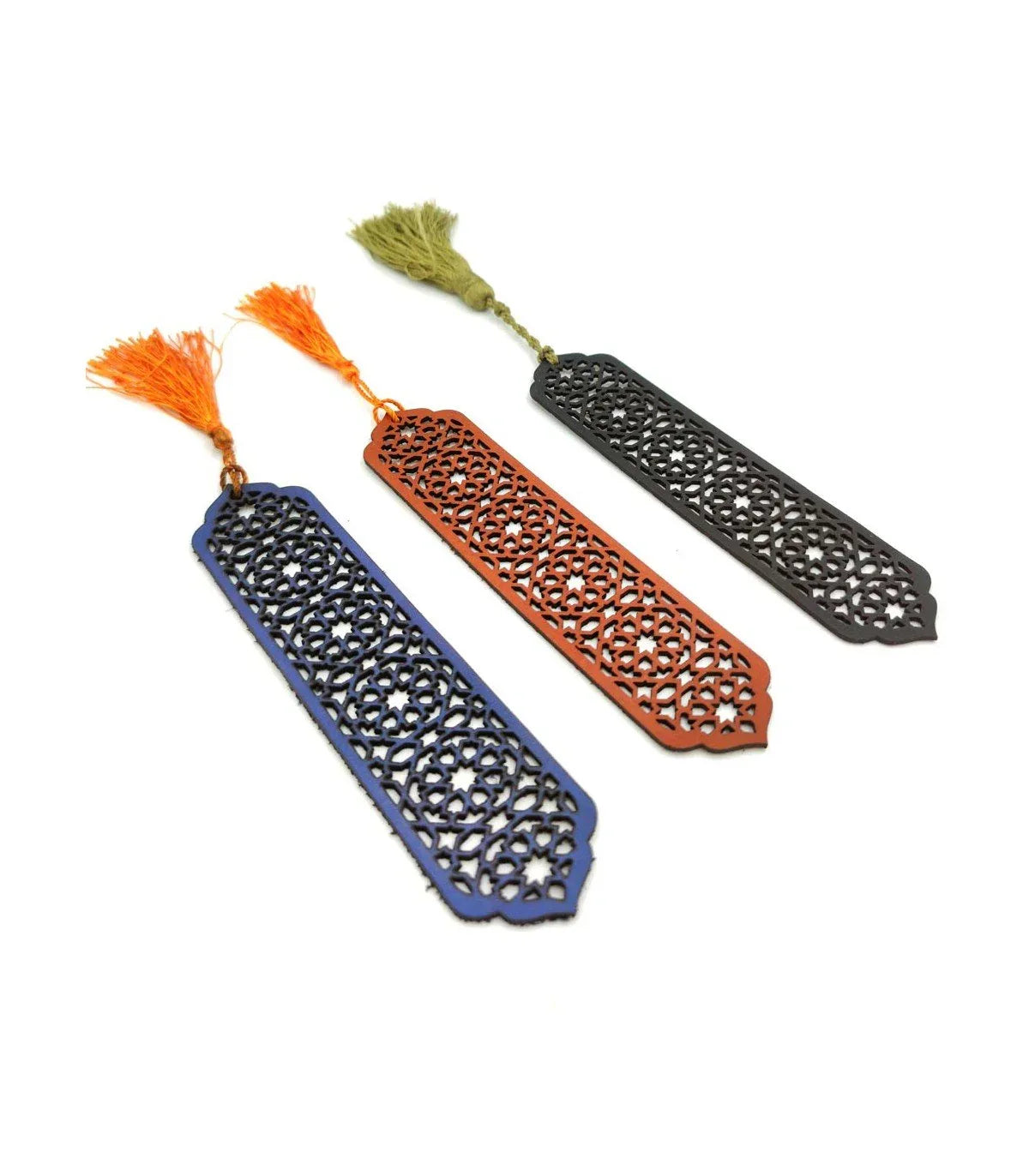 1 x Marcapáginas de Cuero Corte láser con Diseño Inspirado en la Alhambra - Decoración marroquí artesanal y cosmética natural