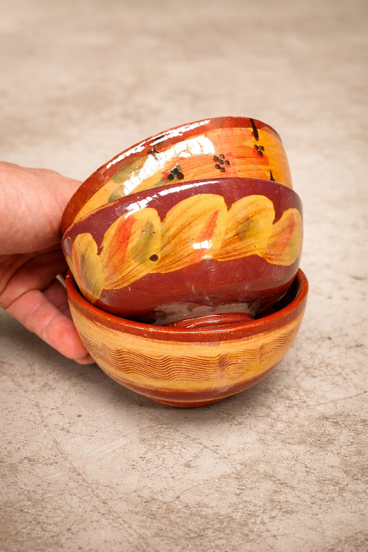 Handgefertigte marokkanische Keramikschüssel Marron Oued Lao 12cm im andalusischen Stil