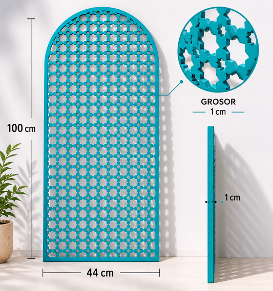 Celosía Decorativa Marroquí Turquesa MDF | Mashrabiya 100x44