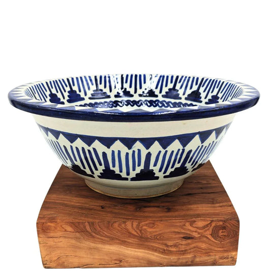 Lavabo de Cerámica Marroquí - Modelo Rumman Azul Cobalto - 35 cm - Decoración marroquí artesanal y cosmética natural