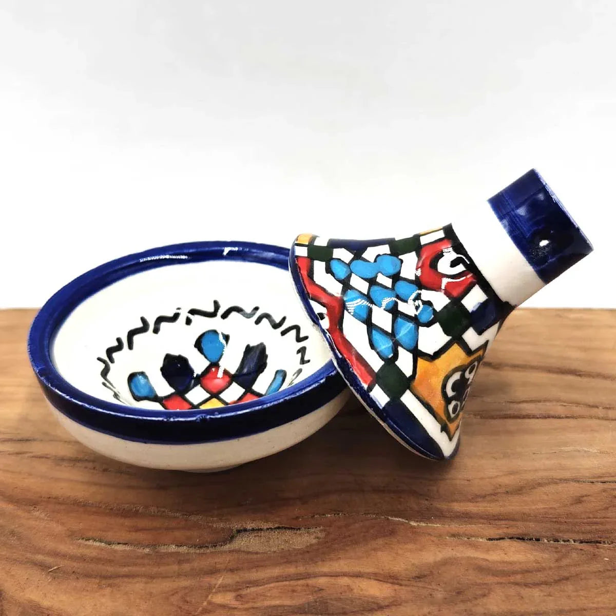 Tajin Marroquí Fez Fes Multicolor - Artesanía de Fes - Presentación y Especiero - Decoración marroquí artesanal y cosmética natural