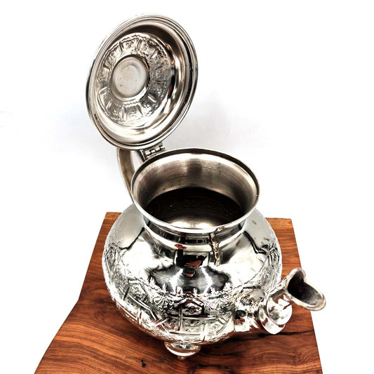 Extra Large Moroccan Arabic Teapot - Hand-Carved Alpaca - Andalusian Diamond Model (2200ml)