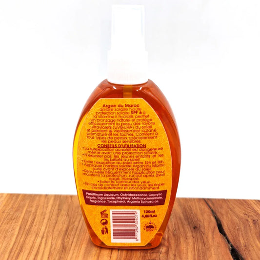 Protector Solar de Argan Du Maroc Ambre Solaire SPF 6 - Bronceado Natural y Protección Alta - Decoración marroquí artesanal y cosmética natural