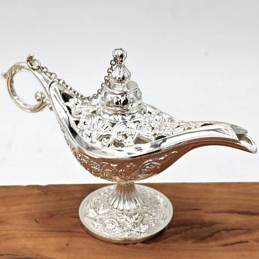 Lámpara Decorativa de Aladino Plateada - Diseño Vintage en Metal Inoxidable