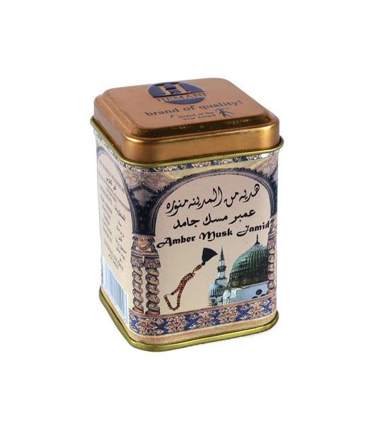 Perfume Sólido Hemani Amber Musk Jamid - Fragancia Árabe Unisex - Notas de Ámbar, Almizcle y Florales - Decoración marroquí artesanal y cosmética natural