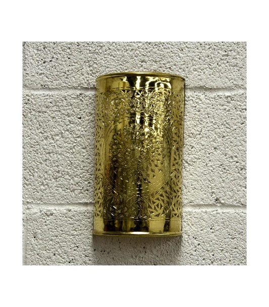 Aplique Árabe Cilindro Latón Dorado Artesanía Marroquí para Embellecer tus Paredes - Decoración marroquí artesanal y cosmética natural