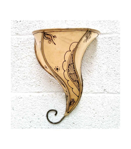 Aplique Pantalla de Piel Pintado con Henna - Arte Marroquí para Decorar con Estilo Andalusí - Decoración marroquí artesanal y cosmética natural