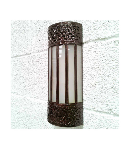 Aplique Pantalla Marroquí Metal y Cristal - Cobre y Blanco 3 - Decoración Marroquí