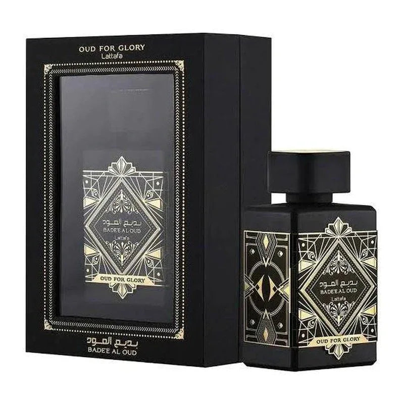 Eau de Parfum Bade'e Al Oud Oud for Glory - Lattafa Perfume Unisex - Decoración marroquí artesanal y cosmética natural