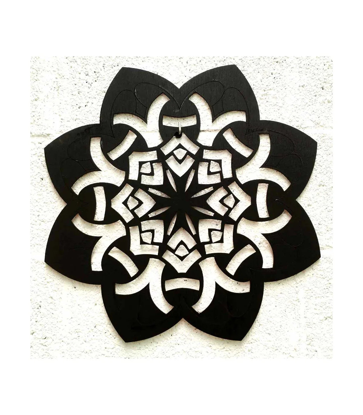 Cuadro Decorativo Celosía Madera Negro Satinado - Modelo Fasayfisa - Decoración marroquí artesanal y cosmética natural