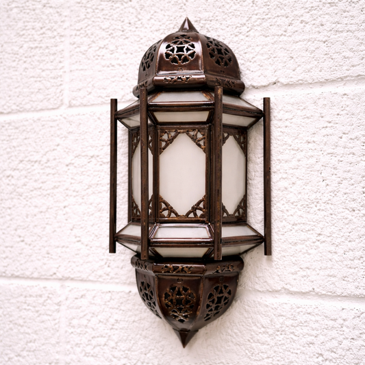 Moroccan Handmade Lampshade Wall Lamp - Elegance in Copper and White 1