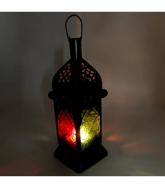Farol Árabe Hexagonal con Cristales Multicolores - Elegancia Oriental - Decoración marroquí artesanal y cosmética natural