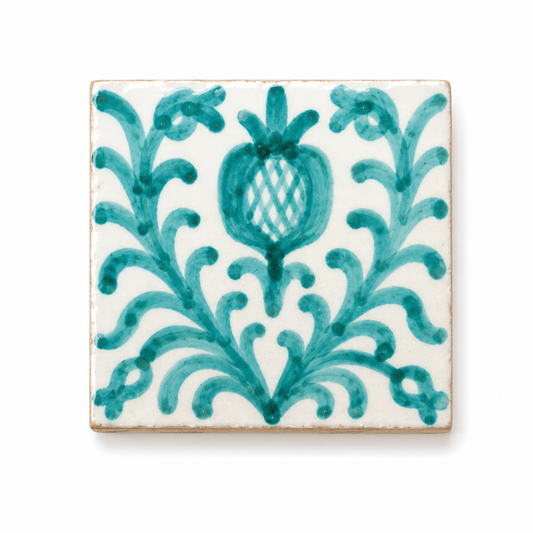 Azulejo Andalusí 'Granada Turquesa' – Zellige 10x10 cm – Cerámica Artesanal Marroquí - Decoración marroquí