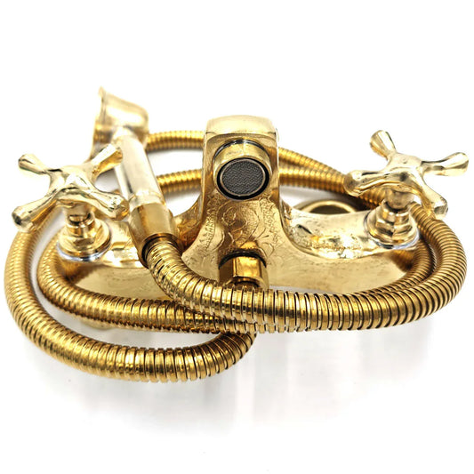 Grifo Dorado de Bañera Estilo Árabe Andalusí Latón - Artesanía de Fez - Decoración marroquí artesanal y cosmética natural