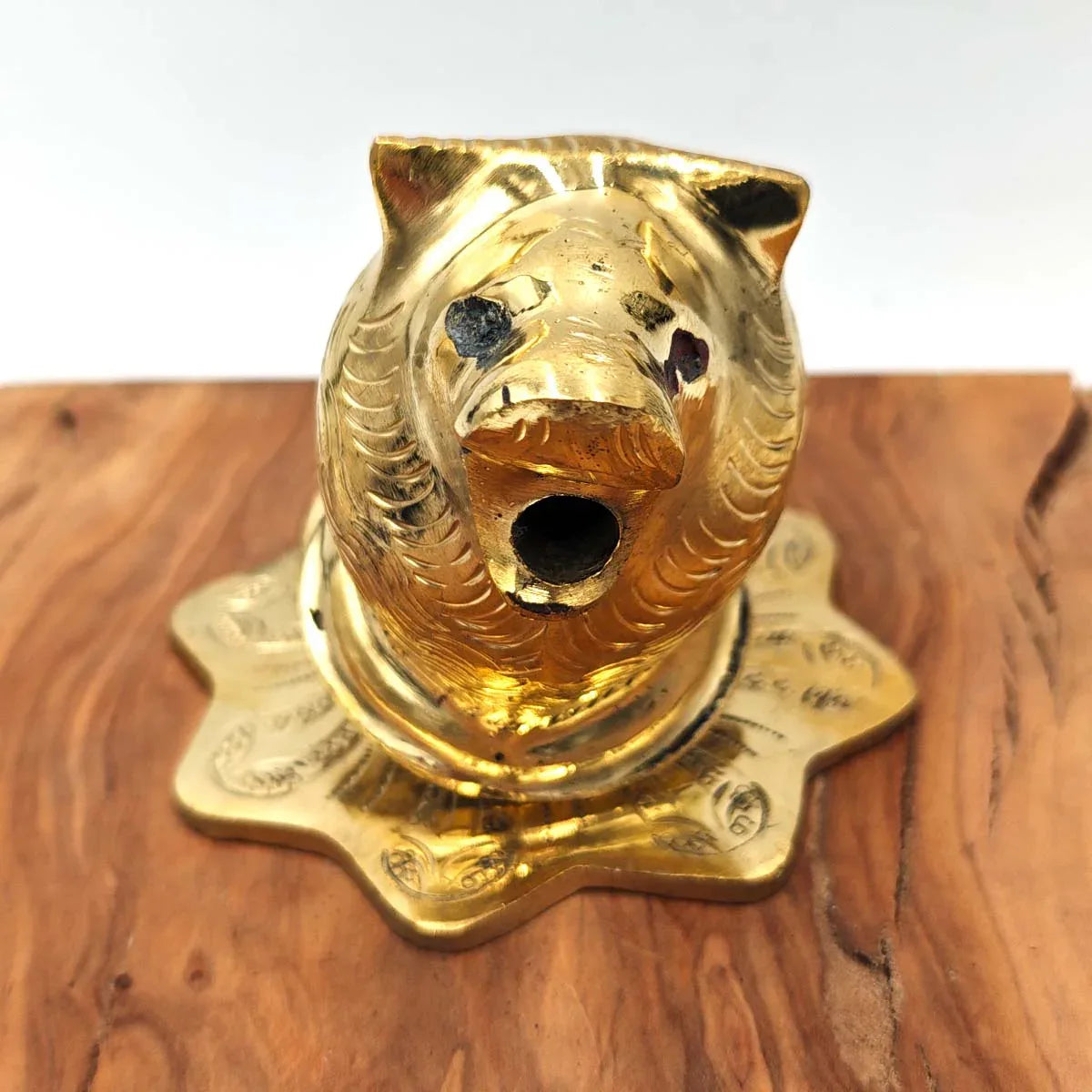 Grifo de Latón Artesanal con Cabeza de León - Decoración Árabe Andalusí | Para Fuentes de Jardín o Baños - Decoración marroquí artesanal y cosmética natural