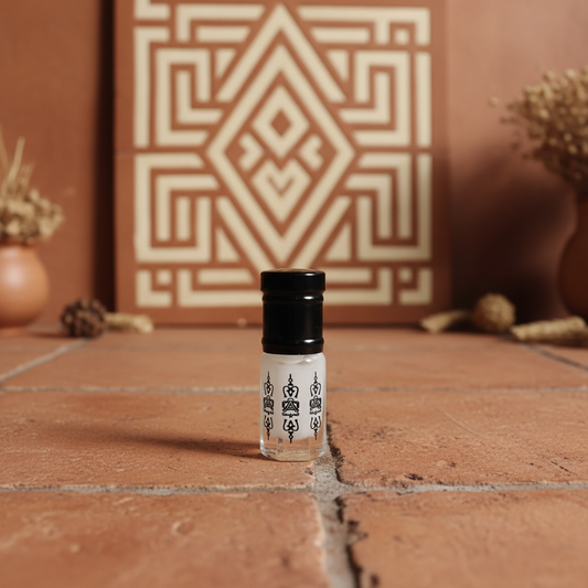 Musk Al Tahara estilo andalusí sobre azulejos marroquíes con ambiente cálido artesanal