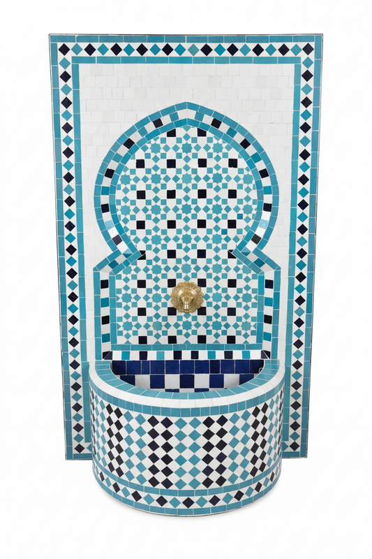 Fuente de Mosaico Marroquí de Pared – Zellige de Fez | 100 x 60 cm