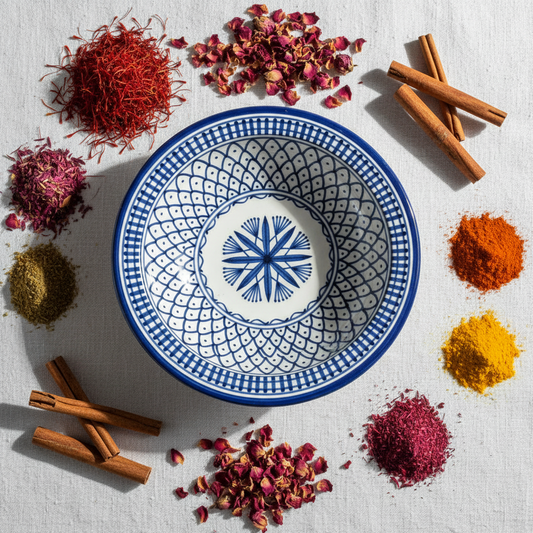 Plato Hondo Marroquí Artesanal Azul y Blanco | Cerámica de Fez