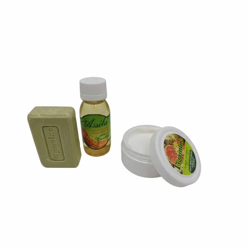 Pack Figamine completo de higo chumbo - Crema regenerante, aceite puro y jabón facial natural
