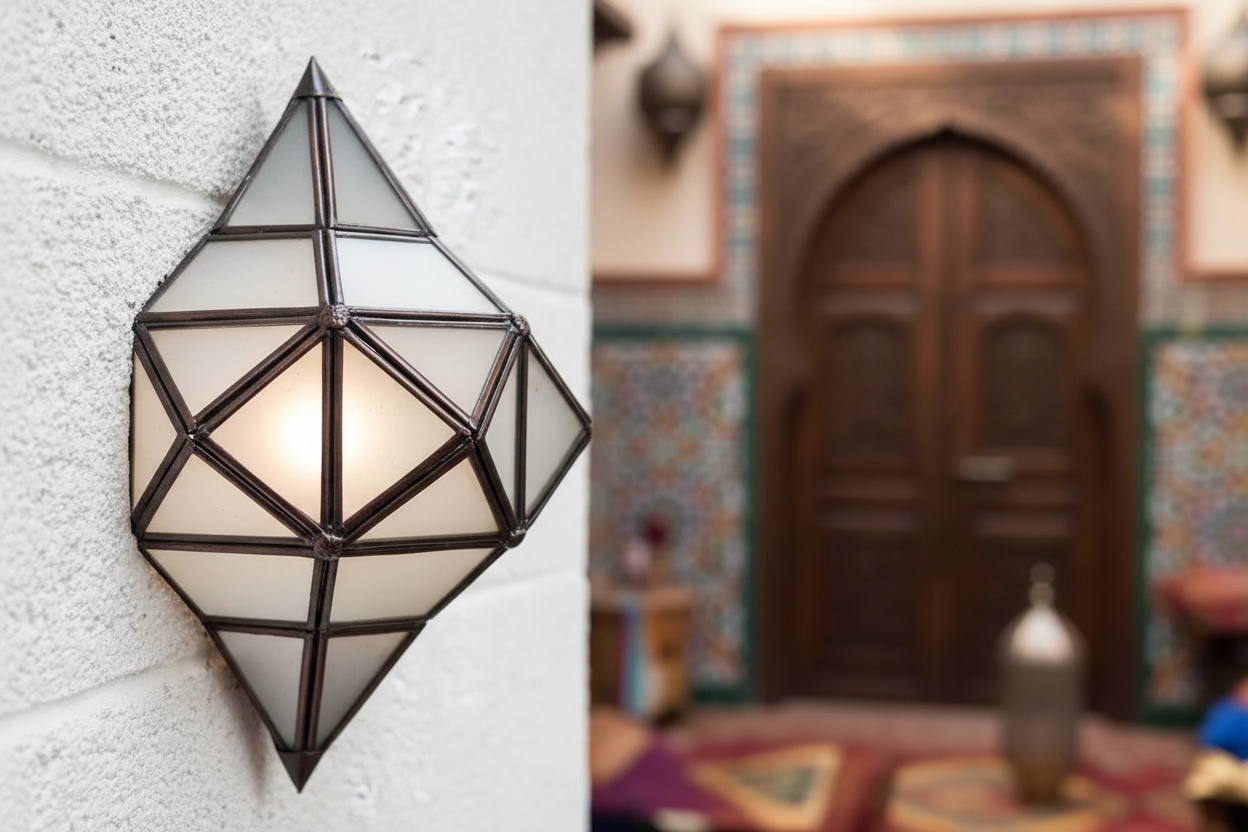 Aplique Yahra instalado ambiente día - decoración árabe marroquí