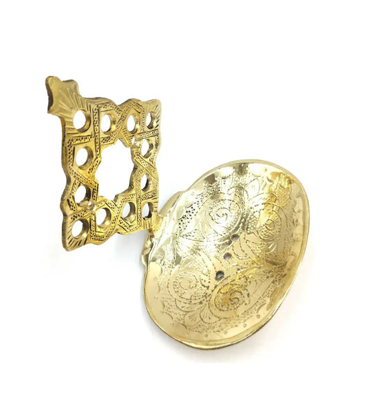 Jabonera de Pared de Latón Dorado- Artesanía Marroquí Modelo Marrakech | Decoración Árabe para Baño - Decoración marroquí artesanal y cosmética natural