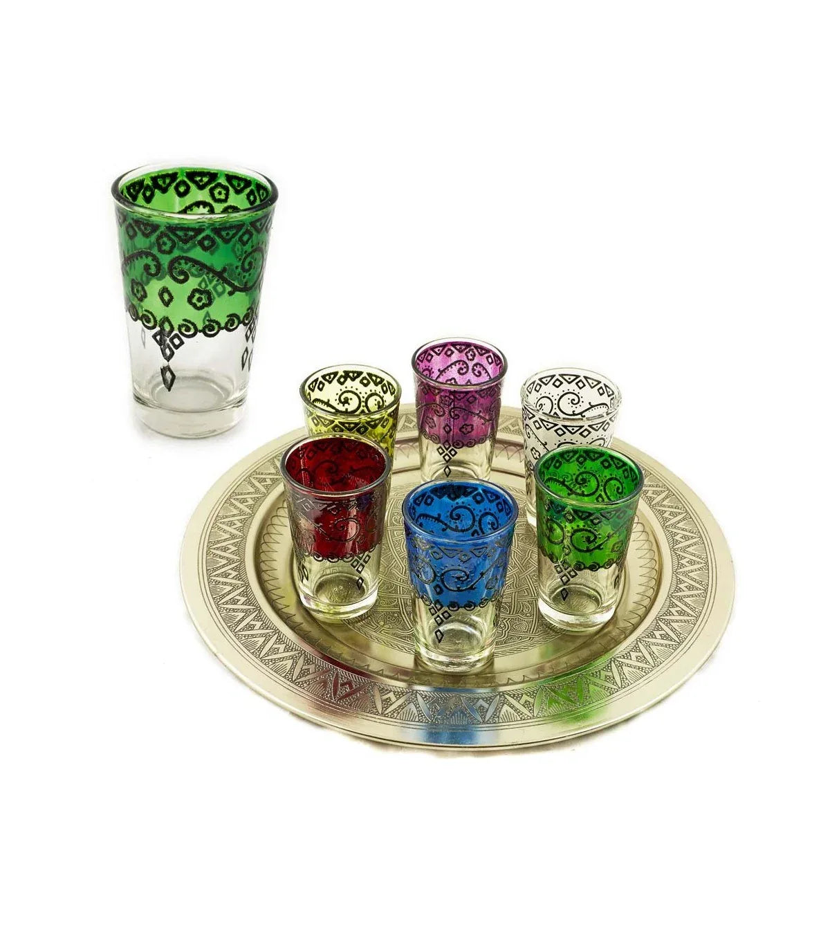 Elegante Set de 6 Vasos de Té Marroquíes - Modelo ASHAR - Decoración marroquí artesanal y cosmética natural