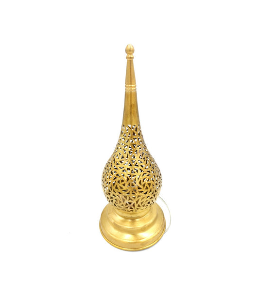 Lámpara de Mesa Dorada de Latón Tallado - Artesanía Marroquí Estilo Árabe andalusí Deluxe