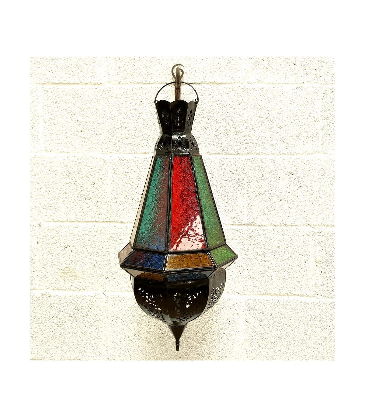 Lampara Techo Marroqui Andalusi - Cristal Colores Metal Artesanal