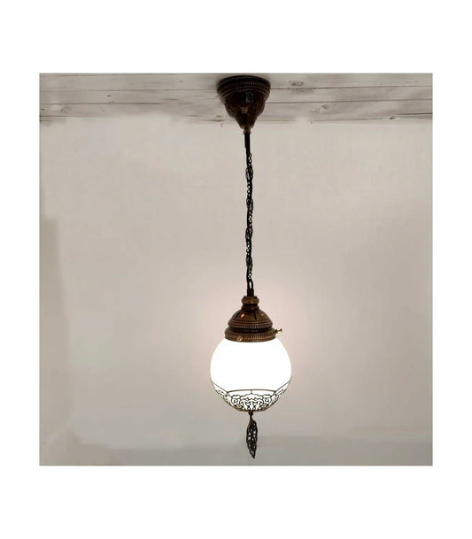 Lámpara Turca de Metal y Cristal Colgante para Techo - Modelo Malika nº 2 - Decoración marroquí artesanal y cosmética natural
