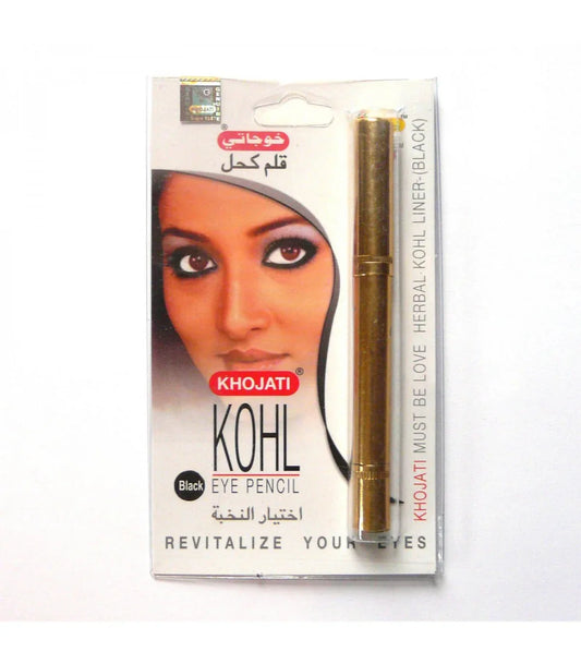 Khol Lápiz Delineador Khojati Negro Intenso - Cuidado Ayurvédico para Ojos - Hecho en India - Decoración marroquí artesanal y cosmética natural