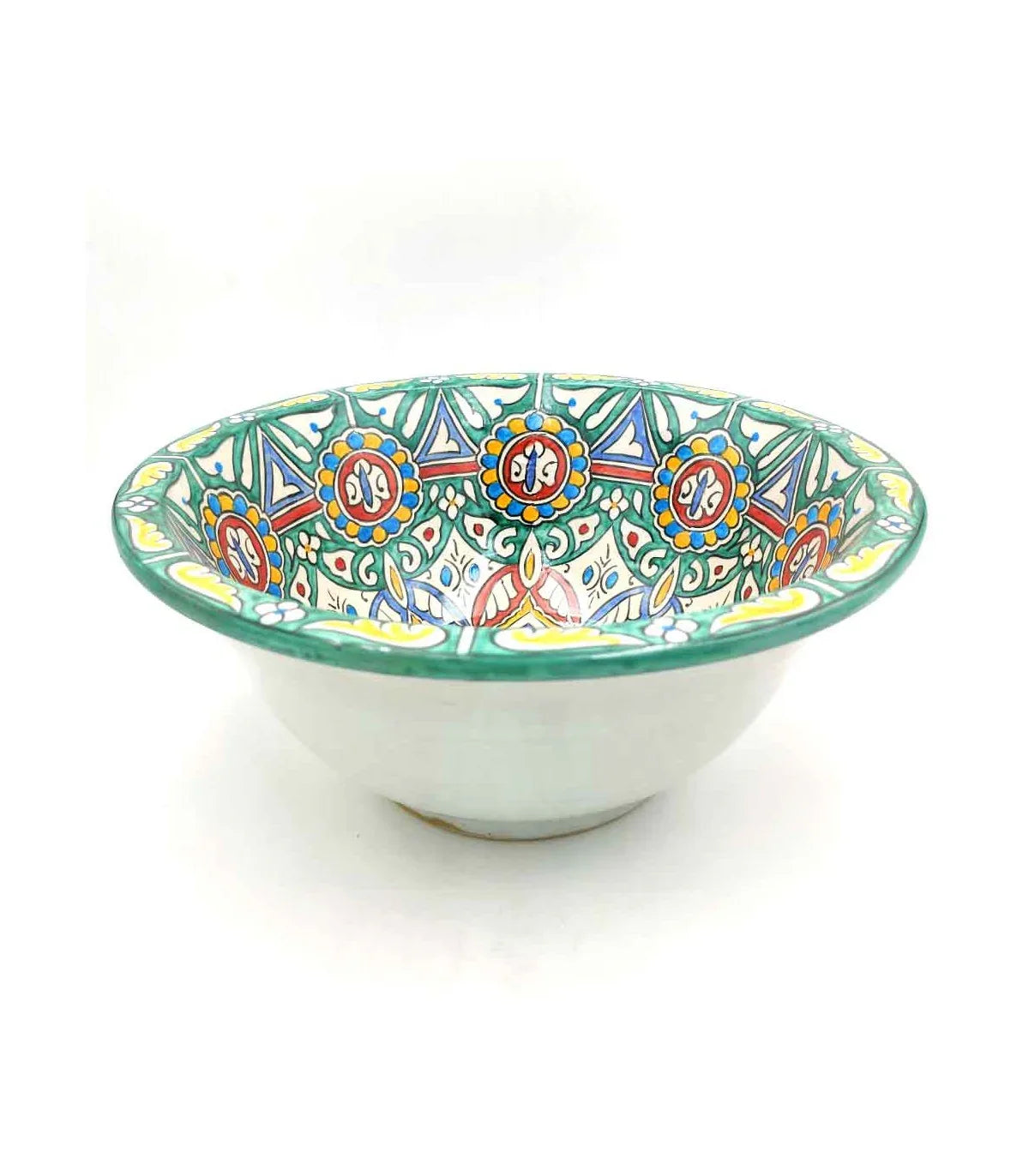 Lavabo Árabe de Cerámica 40cm - Artesanía de Fez - Pintado a Mano - Modelo Alwanis - Decoración marroquí artesanal y cosmética natural