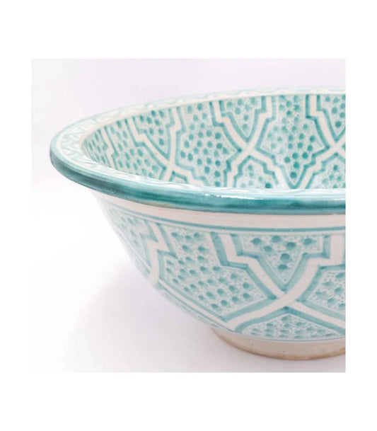 Lavabo pila lavamanos de Cerámica Marroquí Fez - Artesanía Pintada a Mano - Modelo Khadri - Decoración marroquí artesanal y cosmética natural