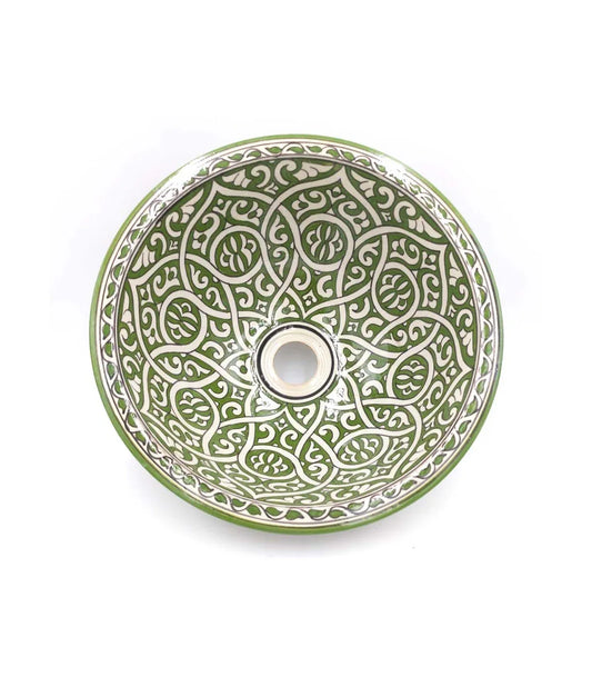 🛁 Lavabo Marroquí de Cerámica Esmaltada | Pintado a Mano | Modelo Zaituna | Inspirado en la Alhambra - Decoración marroquí artesanal y cosmética natural