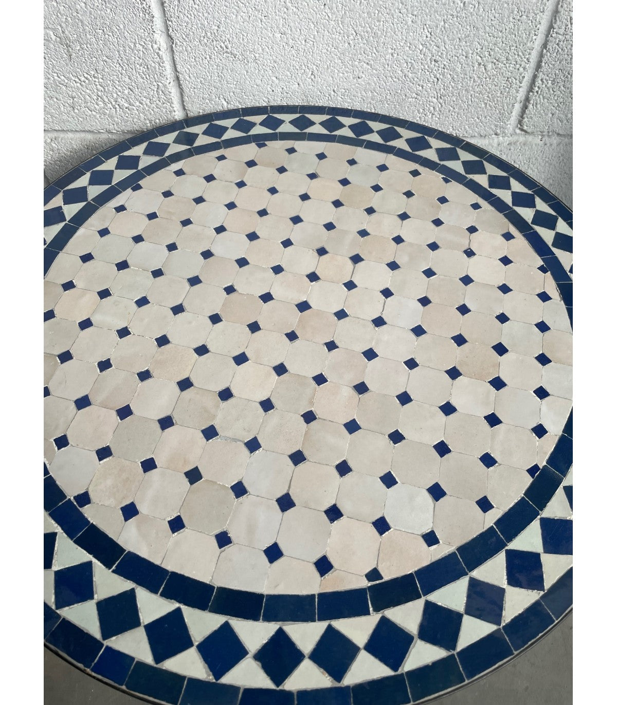 Mesa de Mosaico Marroquí Redonda para Jardín y Terraza – Zellige Azul - Decoración marroquí