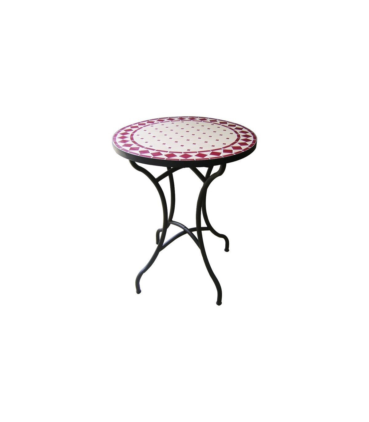 Mesa de Mosaico Marroquí Redonda para Jardín y Terraza – Zellige Granate - Decoración marroquí