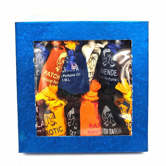 Pack de 12 Perfumes Naturales en Aceite – Aromas de la India - Decoración marroquí artesanal y cosmética natural