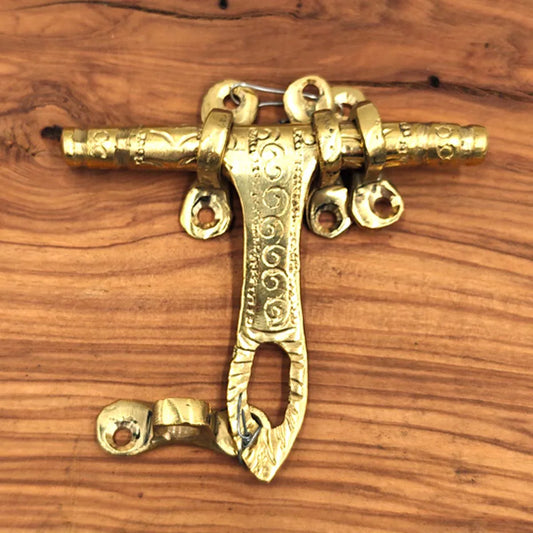 Pestillo de Latón Dorado – Cerrojo Estilo Antiguo para Puertas Artesanía Marroquí - Decoración marroquí artesanal y cosmética natural