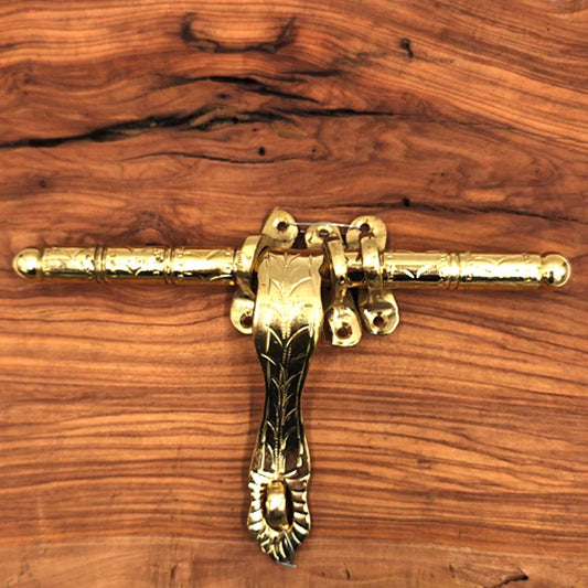 Pestillo de Latón Dorado – Cerrojo Estilo Antiguo para Puertas Artesanía Marroquí - Decoración marroquí artesanal y cosmética natural
