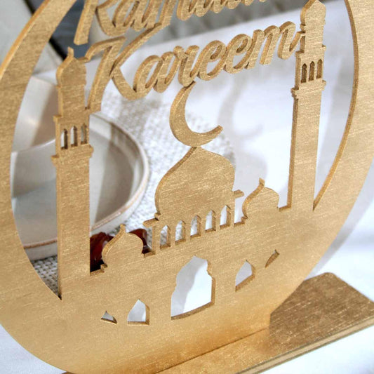 Celosía de Madera para Decoración de Ramadán Dorado | Diseño Árabe Ramadan Kareem - Decoración marroquí artesanal y cosmética natural