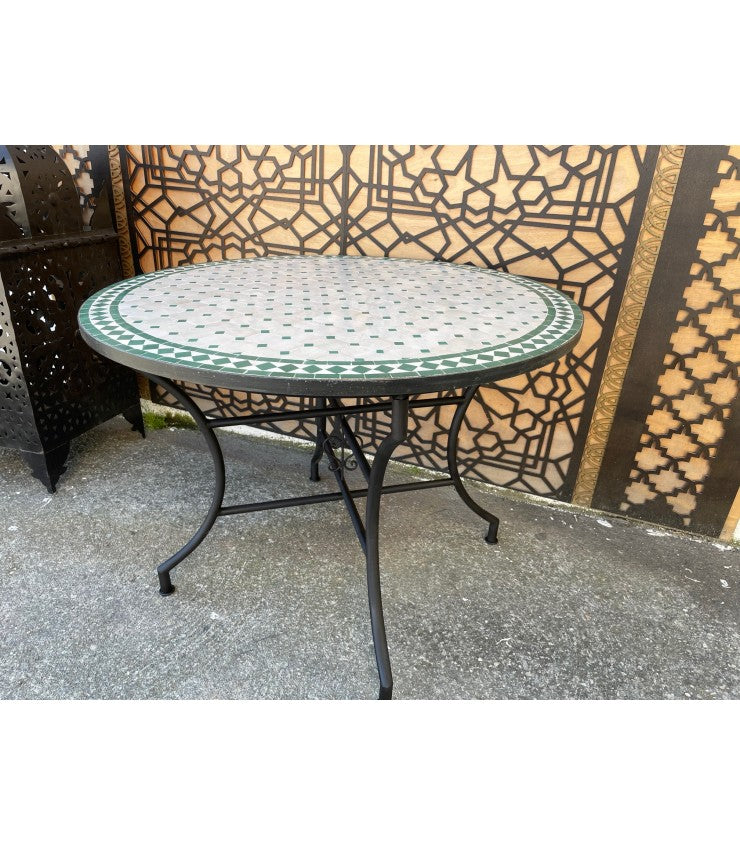 Mesa de mosaico Redonda Verde y Beige Jardín Terraza baja