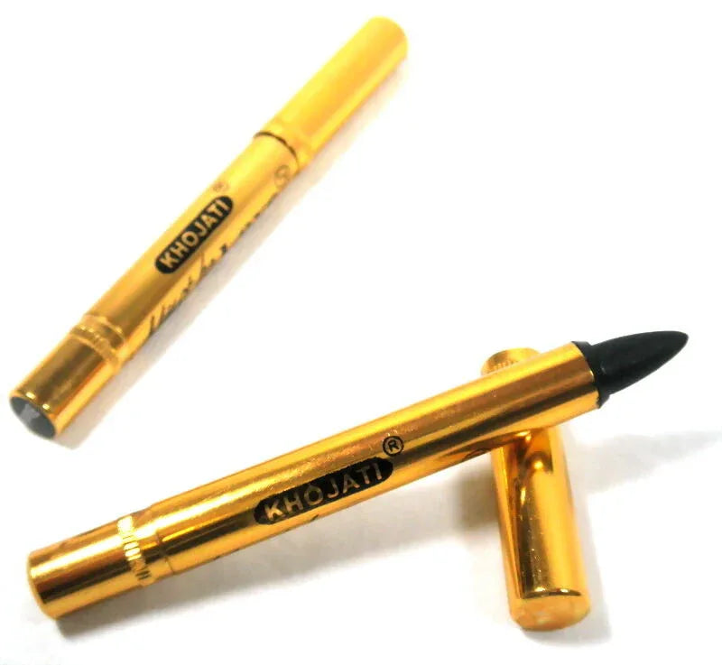 Khol Lápiz Delineador Khojati Negro Intenso - Cuidado Ayurvédico para Ojos - Hecho en India - Decoración marroquí artesanal y cosmética natural