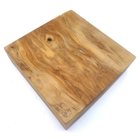 Tabla de Madera de Olivo de Alta Calidad - 7cm de Grosor, 25x25cm - Natural, sin Tratar, Listo para Personalizar - Decoración marroquí artesanal y cosmética natural