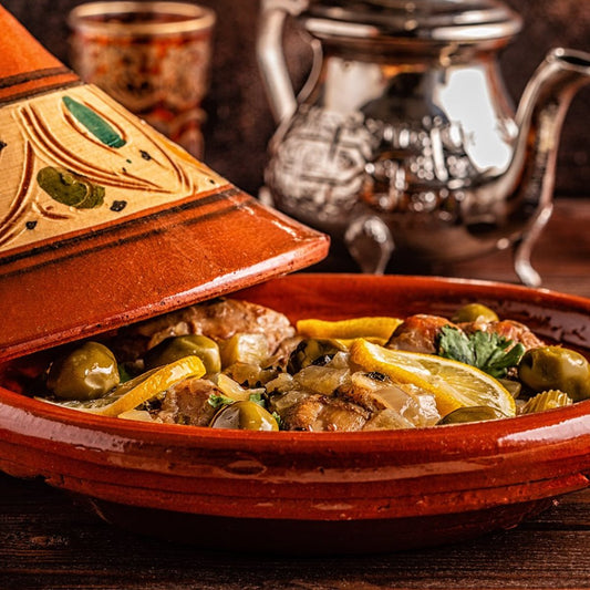Tajine Arabe pour Cuisine - Modèle Marrakech - Céramique Décorée à la Main