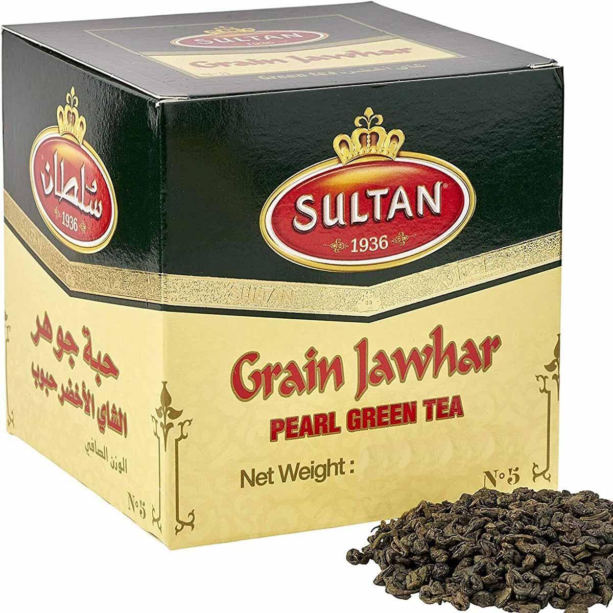 Té Verde Sultan Al Jawhar | Calidad Suprema - Grano Extra 100% Natural - Antioxidante y Digestivo (200g) - Decoración marroquí artesanal y cosmética natural