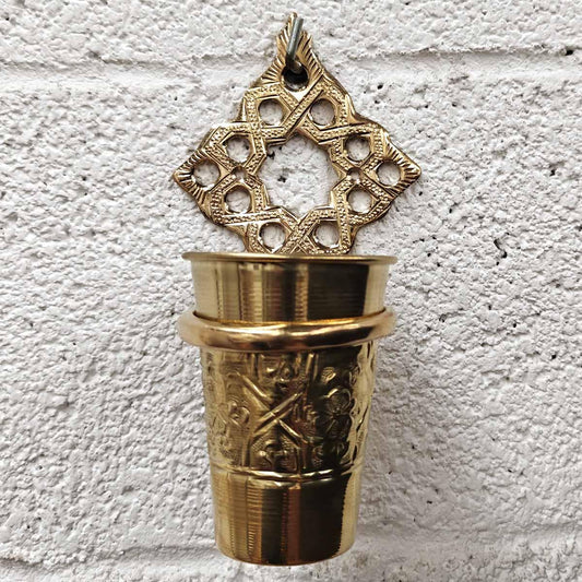 Vaso de Baño de Latón Colgante - Artesanía Marroquí Modelo Marrakech | Decoración Andaluza para Baño - Decoración marroquí artesanal y cosmética natural