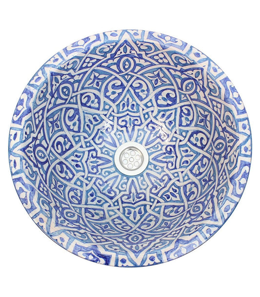 Arabic Ceramic Washbasin - Ethnic Designs Inspired by the Alhambra in Granada - Handcrafted Item with Unique Designs