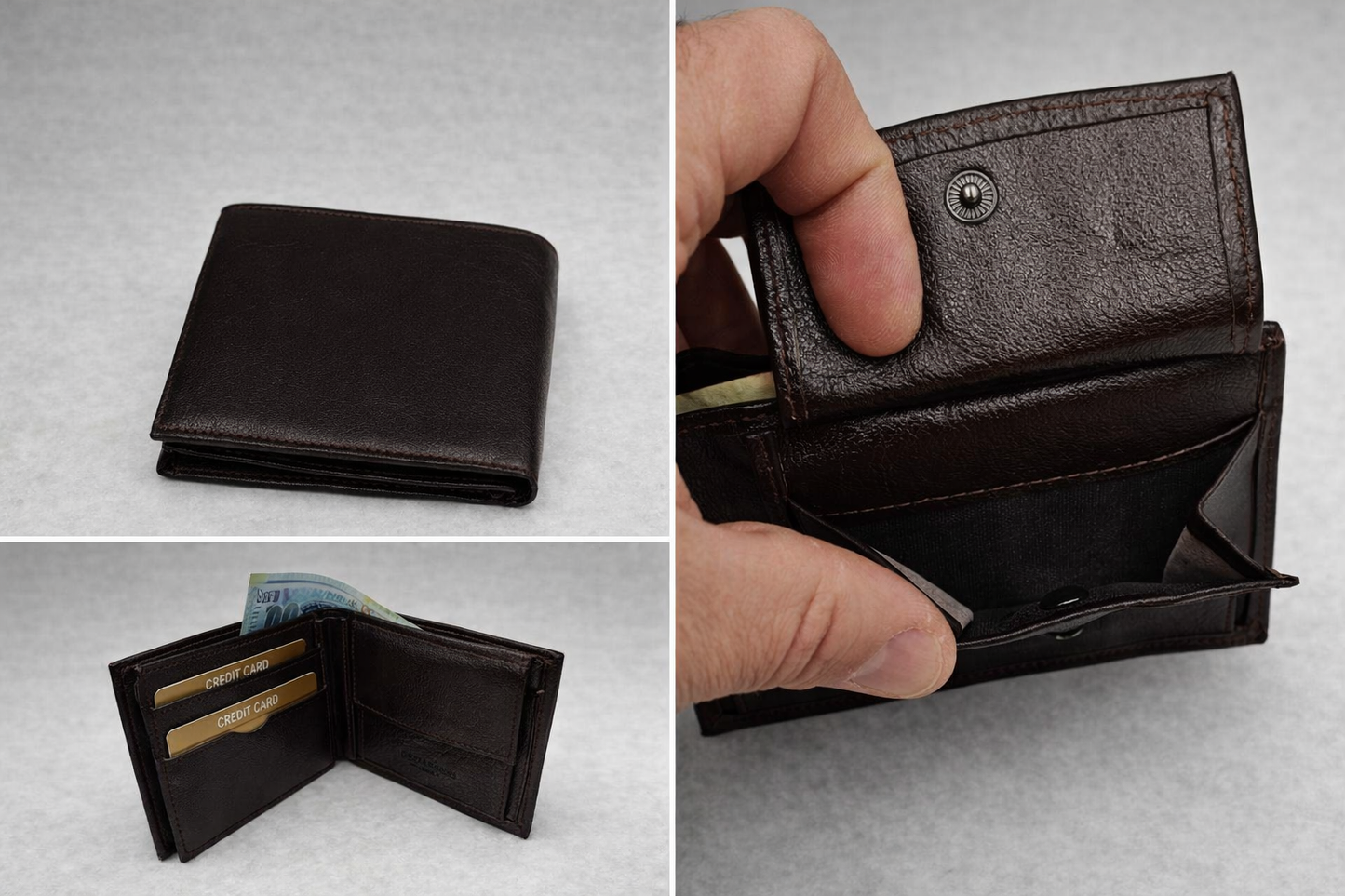 Cartera de Cuero Genuino Marrón para Hombre – Genuine Leather