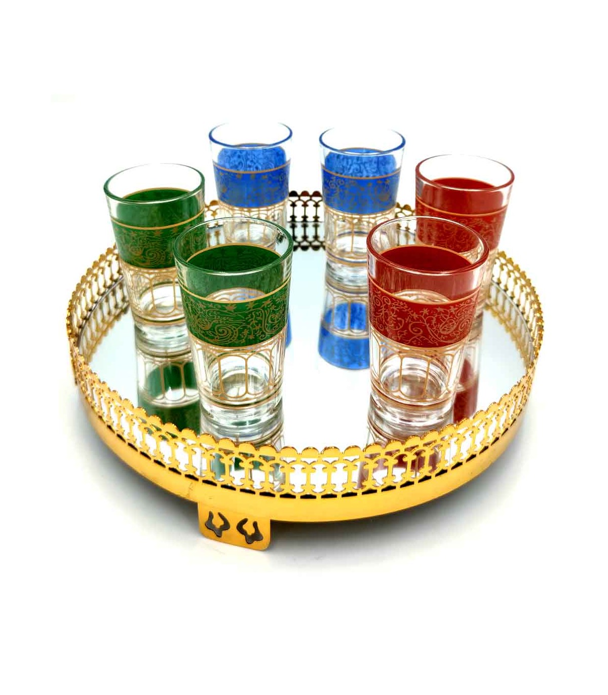 Ensemble de 6 verres à thé marocains - Modèle Fathein de l'artisanat turc