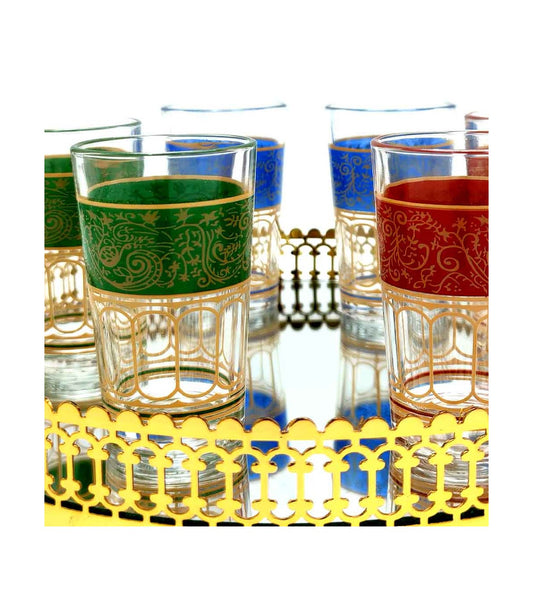 Set of 6 Moroccan Tea Glasses - Turkish Crafts Fathein Model